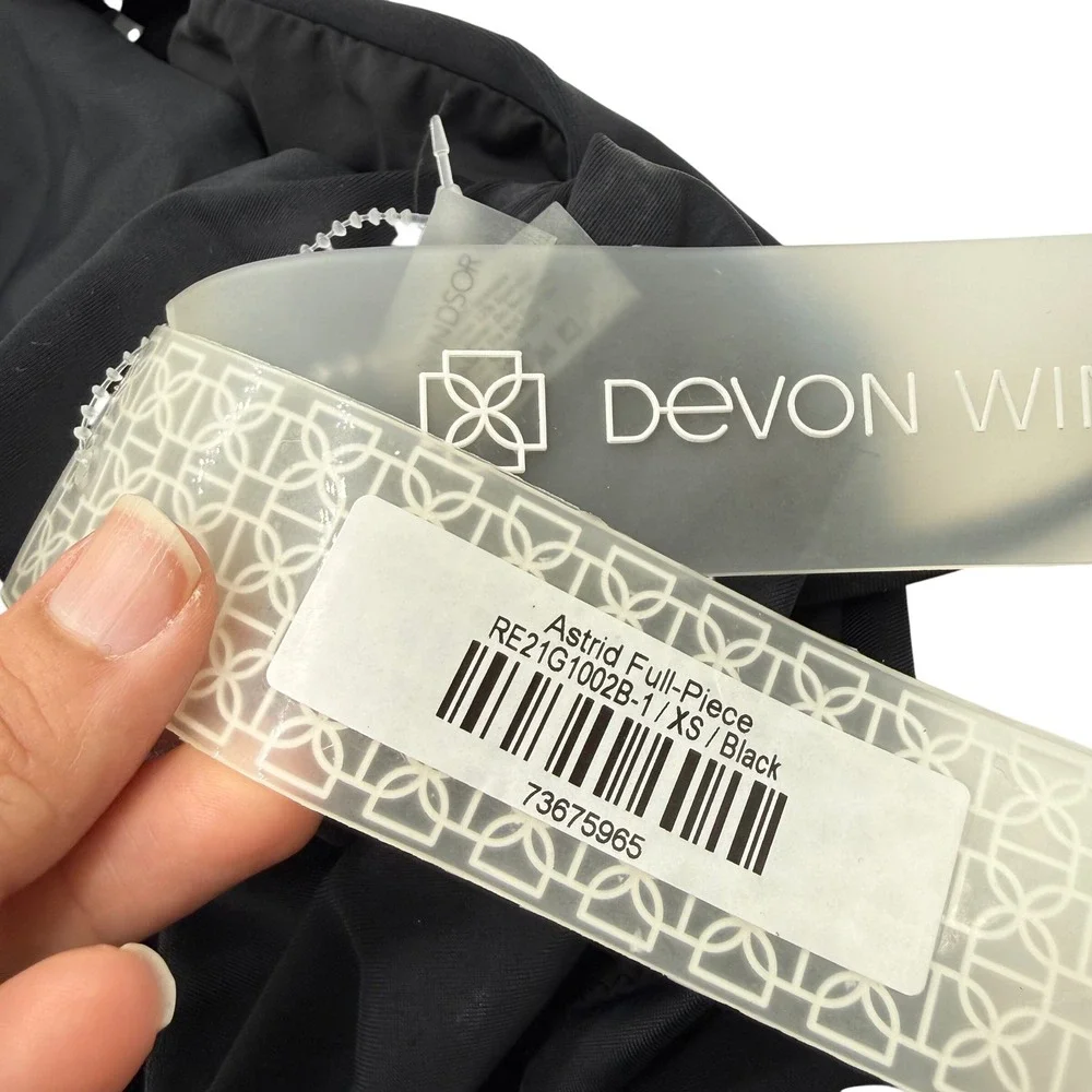 Devon Windsor Astrid Full-Piece Swimsuit Black‎ Cutout Ruffle Size XS NWT